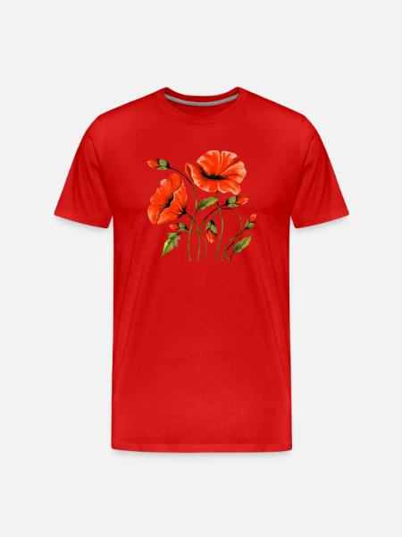 Blumen - Männer Premium Bio T-Shirt - Rot