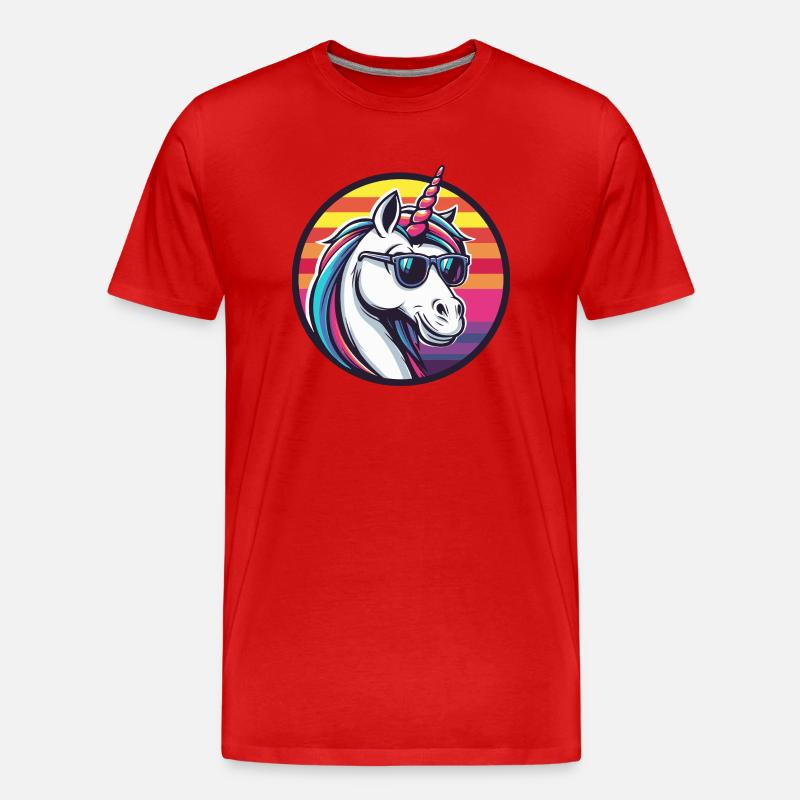 Einhorn Cool Comic - Männer Premium Bio T-Shirt - Rot