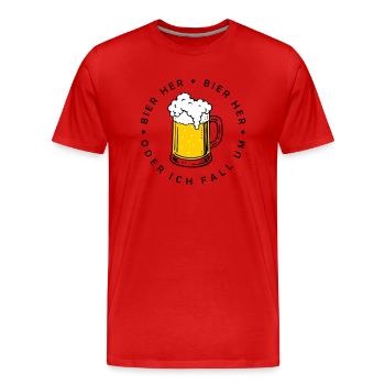 Bees here - Oder ich fall um! - Men's Premium Organic T-Shirt - red - Front - Damien (186cm)