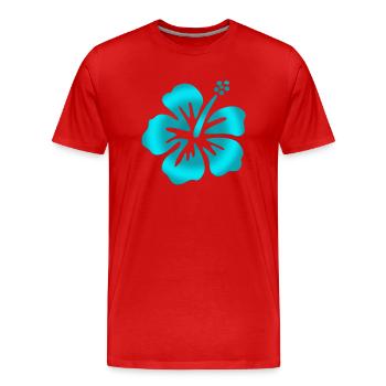 Hibiscus Turquoise - Men's Premium Organic T-Shirt - red - Front - Damien (186cm)
