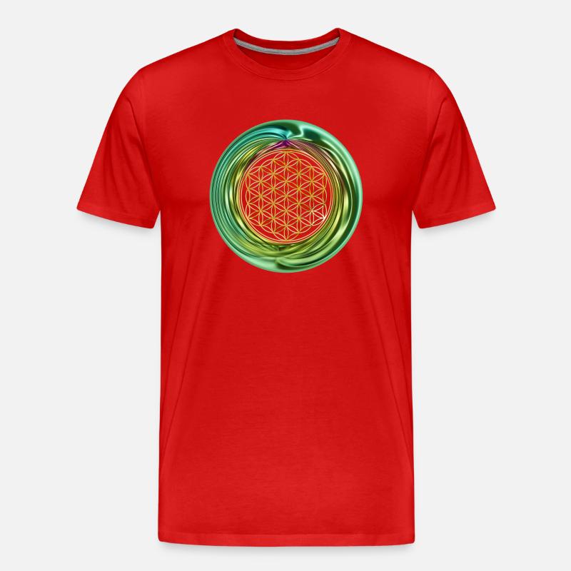 Blume des Lebens - Ring 1 - Männer Premium Bio T-Shirt - Rot