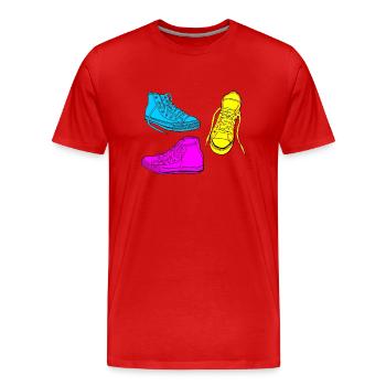 trainers coloured - Men's Premium Organic T-Shirt - red - Front - Damien (186cm)