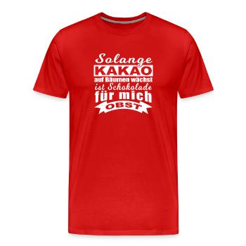 Schokolade ist Obst! - Männer Premium Bio T-Shirt - Rot - Vorne - Damien (186cm)