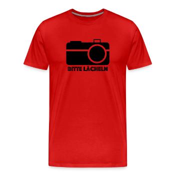 Bitte Lächeln - Männer Premium Bio T-Shirt - Rot - Vorne - Damien (186cm)