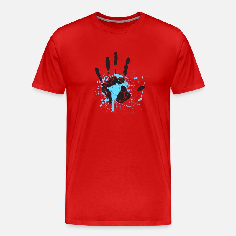 Blauer Hand großen - Männer Premium Bio T-Shirt - Rot