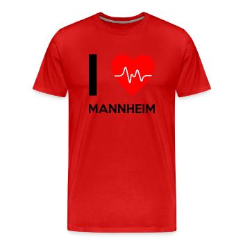 J'aime Mannheim - I love Mannheim - T-shirt bio Premium Homme - rouge - Devant - Damien (186cm)