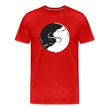 Yin Yang Katze - Männer Premium Bio T-Shirt - Rot - Vorne - Damien (186cm)
