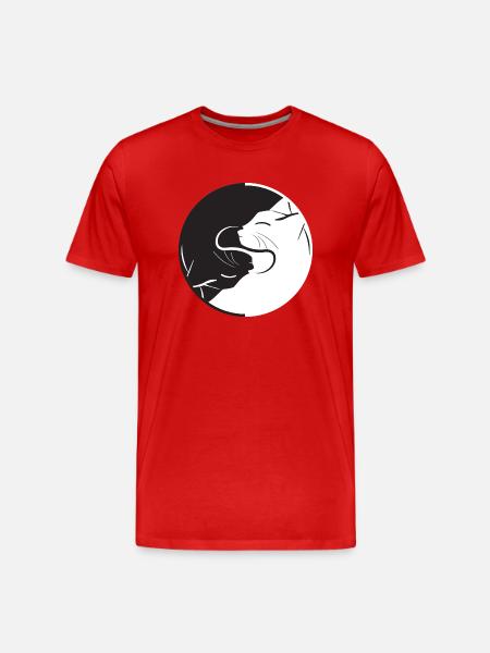 Yin Yang Katze - Männer Premium Bio T-Shirt - Rot