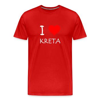 J'aime Crète - T-shirt bio Premium Homme - rouge - Devant - Damien (186cm)