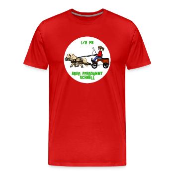 Pferdammt schnell - Männer Premium Bio T-Shirt - Rot - Vorne - Damien (186cm)