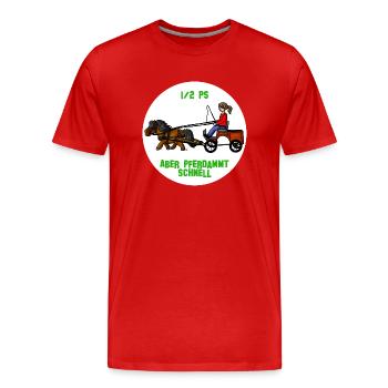 Pferdammt schnell - Männer Premium Bio T-Shirt - Rot - Vorne - Damien (186cm)
