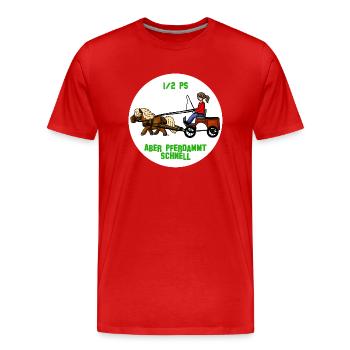 Pferdammt schnell - Männer Premium Bio T-Shirt - Rot - Vorne - Damien (186cm)