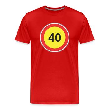 Verkehrsschild 40 gelb - Männer Premium Bio T-Shirt - Rot - Vorne - Damien (186cm)