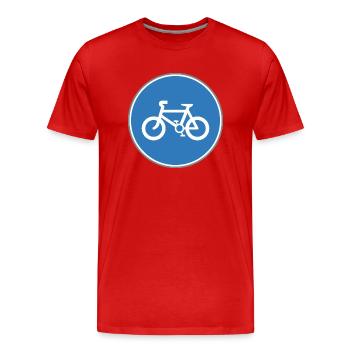 Road sign bicycle blue - Men's Premium Organic T-Shirt - red - Front - Damien (186cm)