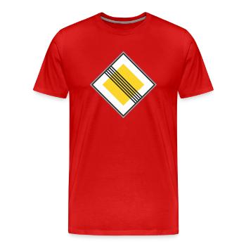 Road sign Yellow restriction - Men's Premium Organic T-Shirt - red - Front - Damien (186cm)