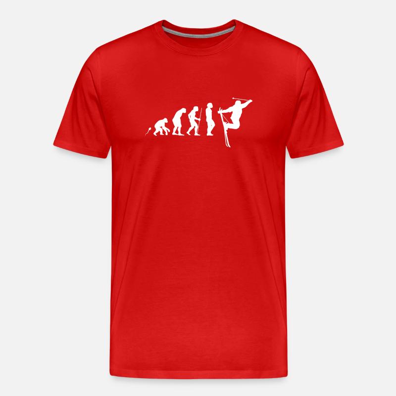Ski Spaß Evolution Fun Shirt - Männer Premium Bio T-Shirt - Rot