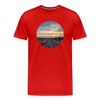 Nuremberg, Sunset Station, Tour de télévision - T-shirt bio Premium Homme - rouge - Devant - Damien (186cm)