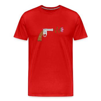 Paix pistol rose no war flower power peace colt - T-shirt bio Premium Homme - rouge - Devant - Damien (186cm)