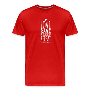 RAVE - Männer Premium Bio T-Shirt - Rot - Vorne - Damien (186cm)