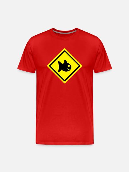 fish roadsign - Männer Premium Bio T-Shirt - Rot