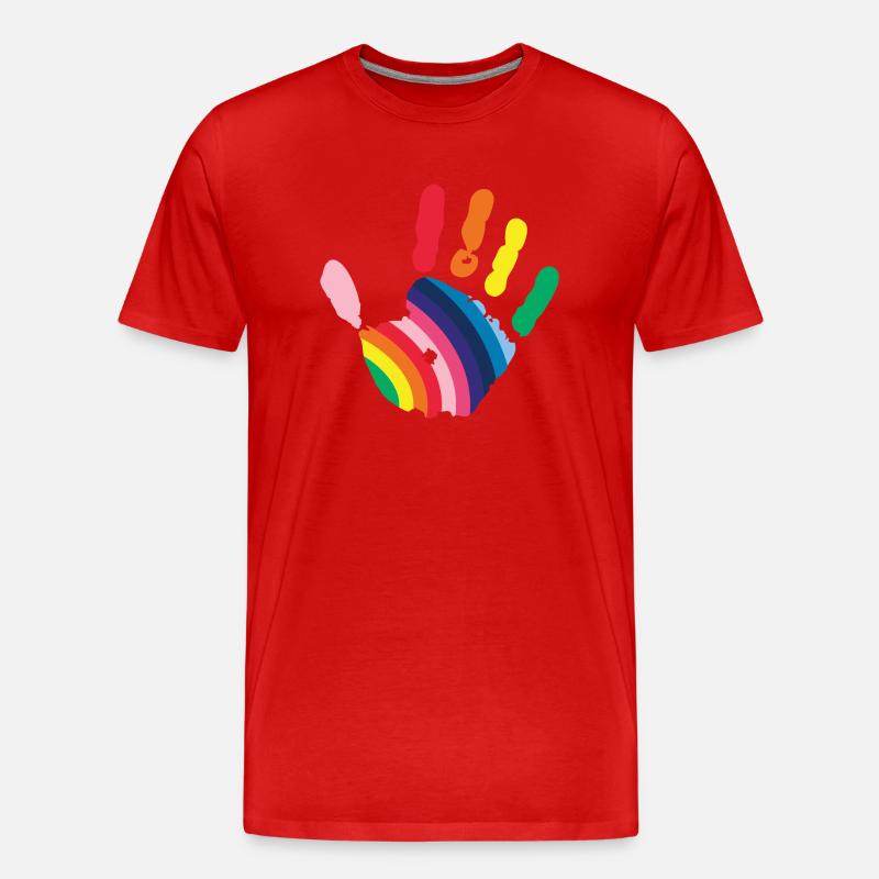 Hand - Männer Premium Bio T-Shirt - Rot