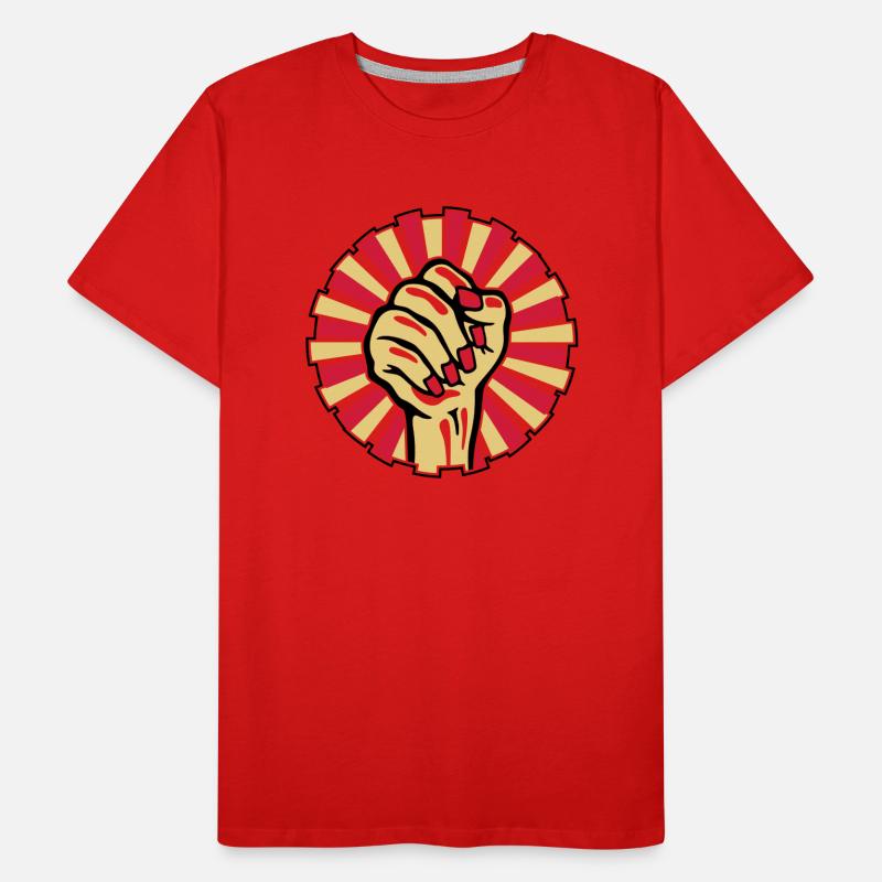 Geballte Faust einer Frau mit rot lackierten Männer Premium Bio T-Shirt