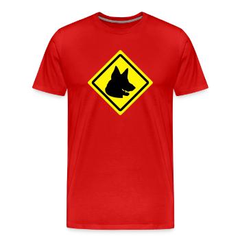 german shepherd roadsign - Men's Premium Organic T-Shirt - red - Front - Damien (186cm)