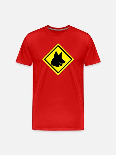 german shepherd roadsign - Männer Premium Bio T-Shirt - Rot