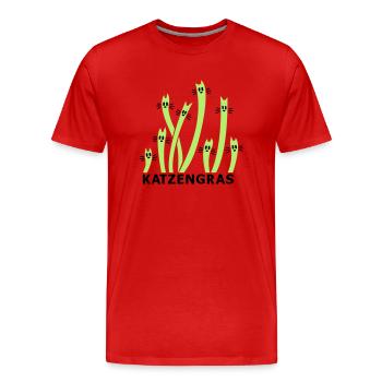 Cat Grass 2 - Men's Premium Organic T-Shirt - red - Front - Damien (186cm)