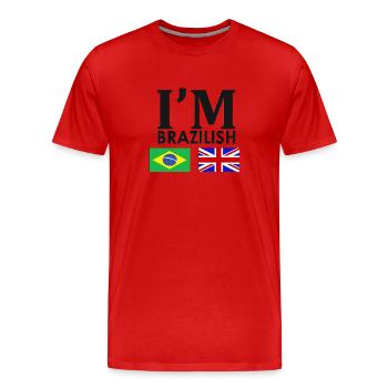 Brazilian + English = - Men's Premium Organic T-Shirt - red - Front - Damien (186cm)