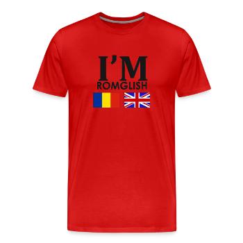 Romanian + English = - Men's Premium Organic T-Shirt - red - Front - Damien (186cm)