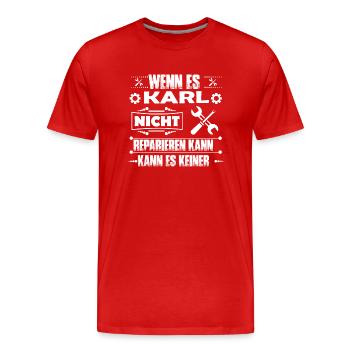 Karl - Handwerker Tshirt - Männer Premium Bio T-Shirt - Rot - Vorne - Damien (186cm)