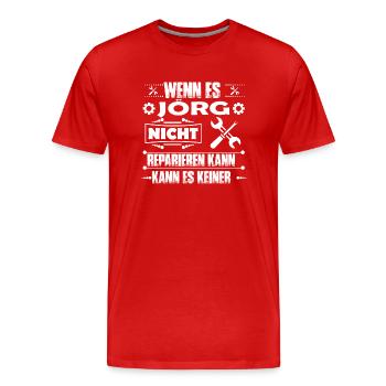 Jörg - Handwerker Tshirt - Männer Premium Bio T-Shirt - Rot - Vorne - Damien (186cm)