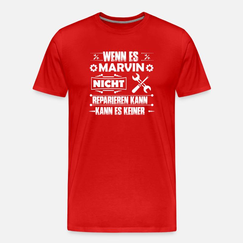 Marvin - Handwerker Tshirt - Männer Premium Bio T-Shirt - Rot