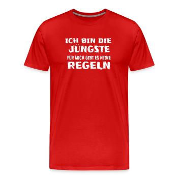 Ich Bin die Jüngste - Männer Premium Bio T-Shirt - Rot - Vorne - Damien (186cm)