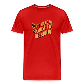 Beard Bearer Present Real Man Hairy - Men's Premium Organic T-Shirt - red - Front - Damien (186cm)