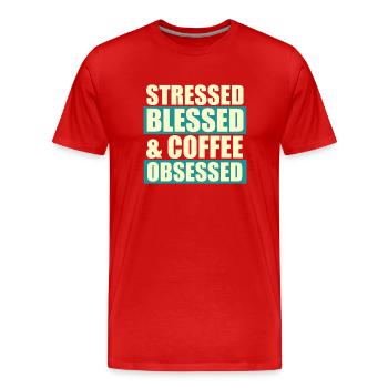 Stressed blessed - Men's Premium Organic T-Shirt - red - Front - Damien (186cm)
