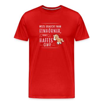 Wozu Einhörner Haflinger - Männer Premium Bio T-Shirt - Rot - Vorne - Damien (186cm)