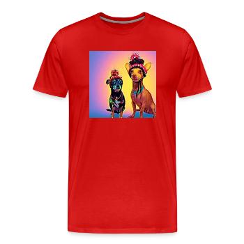 Pop Art - Men's Premium Organic T-Shirt - red - Front - Damien (186cm)