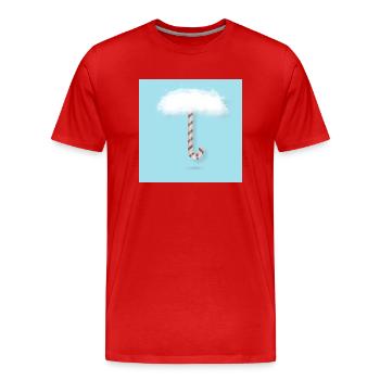 Zuckerstange mit Wolken - Männer Premium Bio T-Shirt - Rot - Vorne - Damien (186cm)