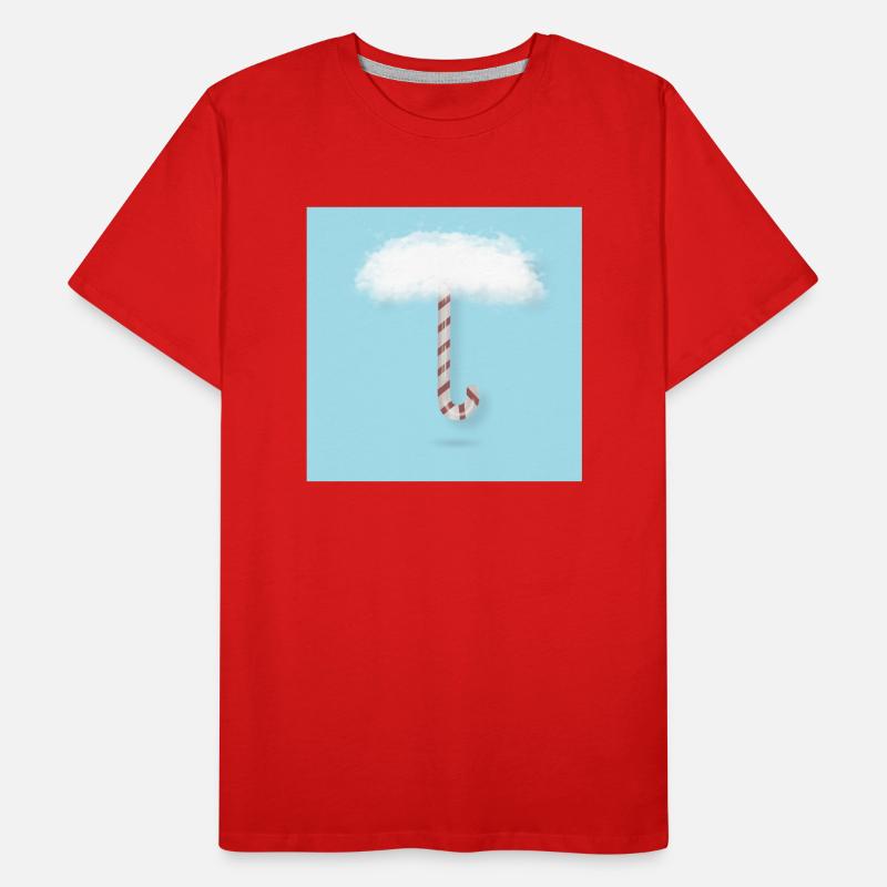 Candy Cane with Clouds Men's Premium Organic T-Shirt