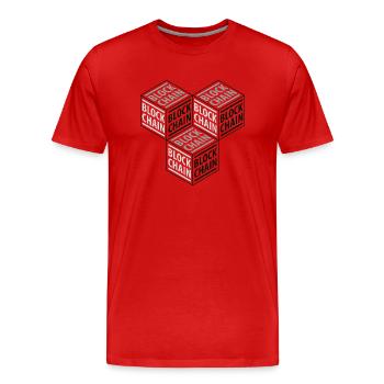 BLOCKCHAIN 3D 01 - Men's Premium Organic T-Shirt - red - Front - Damien (186cm)