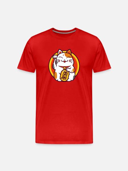 lucky cat - Maneki neko - T-shirt bio Premium Homme - rouge
