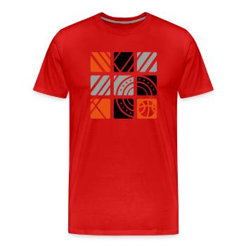 Basketball (Quadrate) - Männer Premium Bio T-Shirt - Rot - Vorne - Damien (186cm)