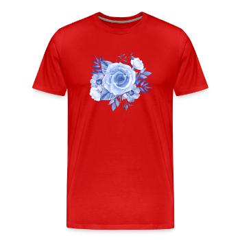 Blaue Rose - Männer Premium Bio T-Shirt - Rot - Vorne - Damien (186cm)