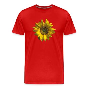 Sonnenblume - Männer Premium Bio T-Shirt - Rot - Vorne - Damien (186cm)