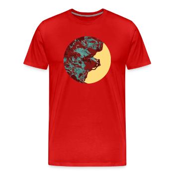 Kletterer beim Felsklettern - Männer Premium Bio T-Shirt - Rot - Vorne - Damien (186cm)