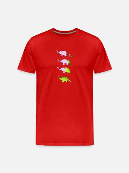éléphant serpent dinosaure - T-shirt bio Premium Homme - rouge