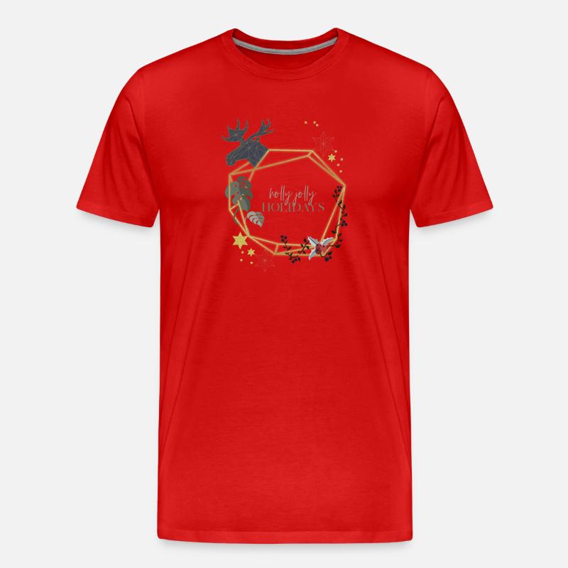 weihnachtskranz - Männer Premium Bio T-Shirt - Rot