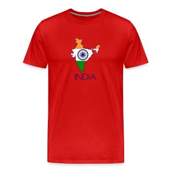 india - Men's Premium Organic T-Shirt - red - Front - Damien (186cm)